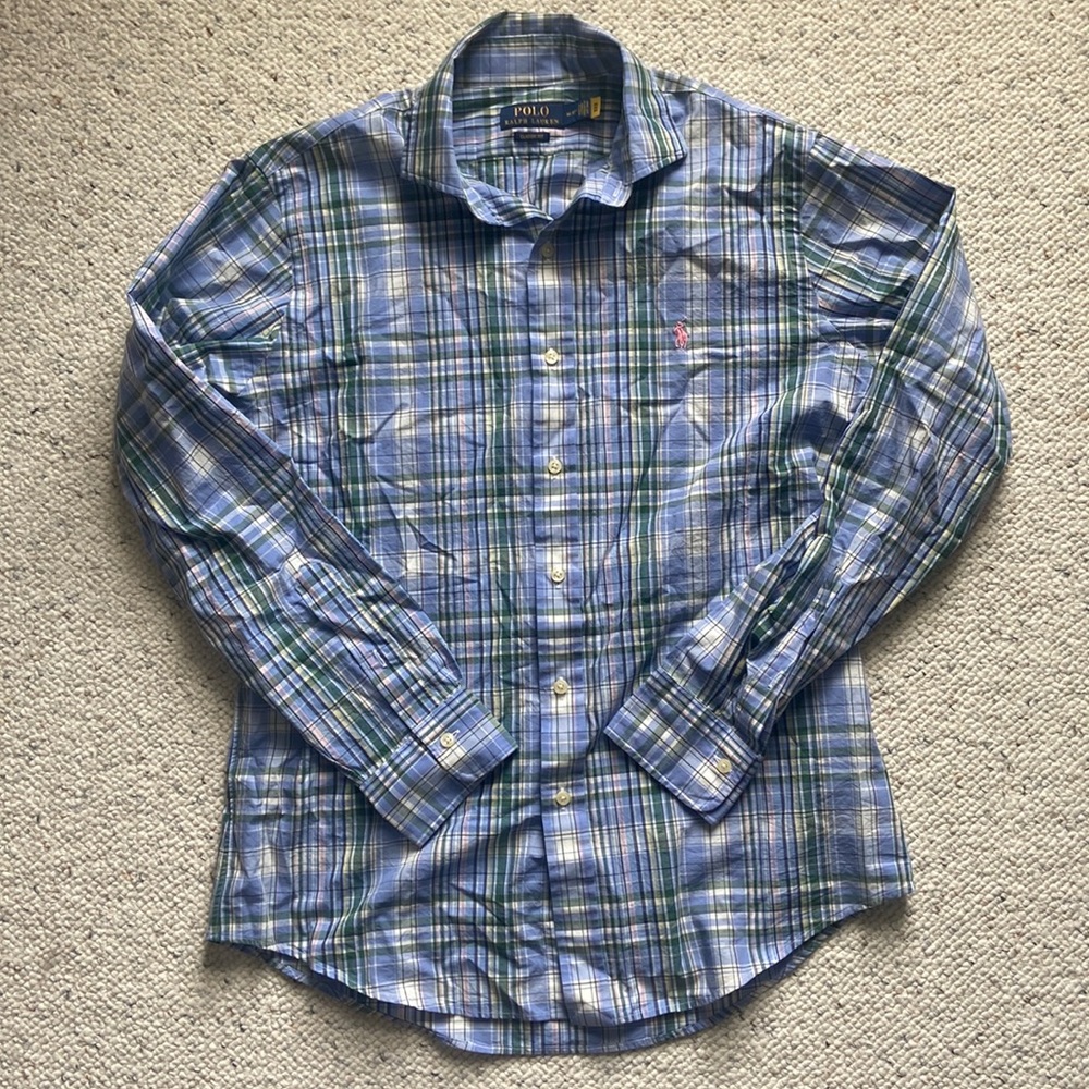 NWOT Polo Ralph Lauren blue/green button up shirt